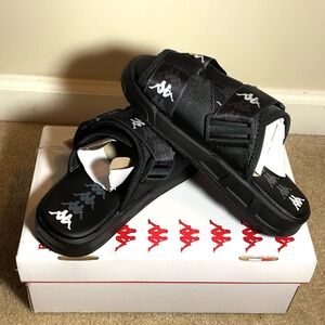 Kappa Kids Black Slide Sandals with Logo
